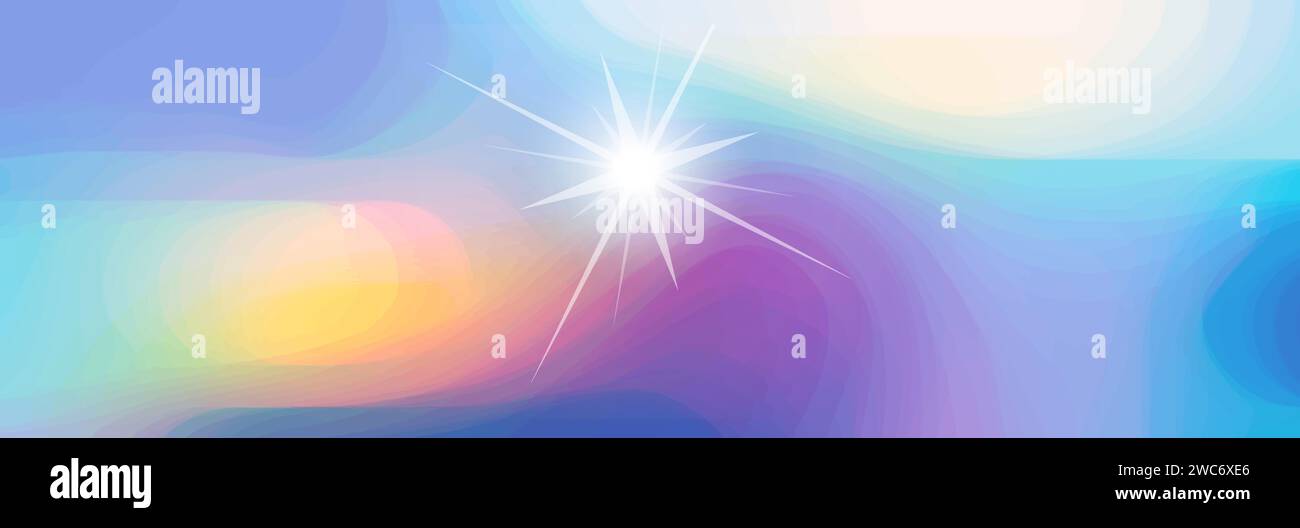 Venus - Morgenstern/Abendstern. Planet. Farb-Symphonie mit Morgenlicht. Bunter abstrakter futuristischer Web-Banner-Werbungshintergrund, blau, Stock Vektor