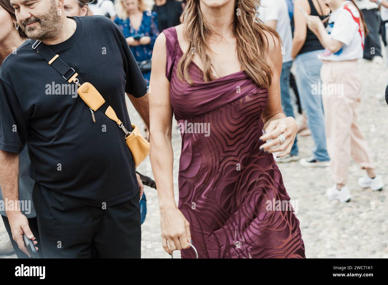 Elisabetta Canalis vor der Alberta Ferretti Show während der Mailand Fashion Week Damenbekleidung Frühjahr/Sommer 2024. Stockfoto