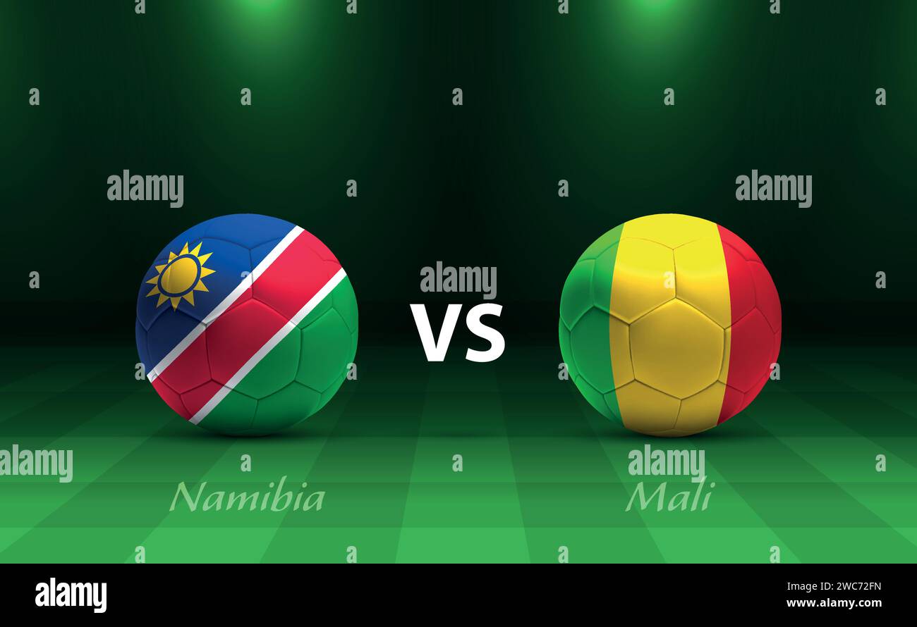 Namibia vs Mali Fußball-Anzeigetafel für Fußball-afrika-Turnier 2023 Stock Vektor