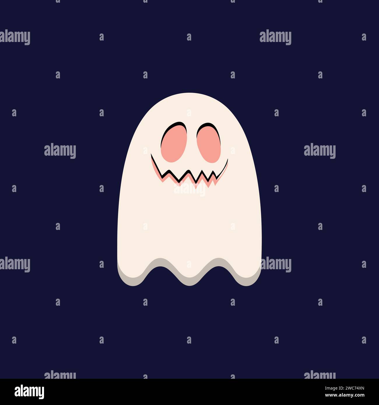 Happy Halloween Day Element Hintergrund Vektor. Niedliche Sammlung gespenstischer Geister, Kürbis, Fledermaus, Süßigkeiten, Katze, Schädel, Spinne, Grab, Schloss. Stock Vektor