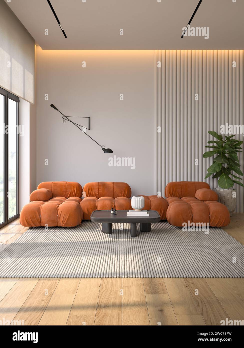 Moderner, konzeptueller Innenraum 3 d Illustration Stockfoto