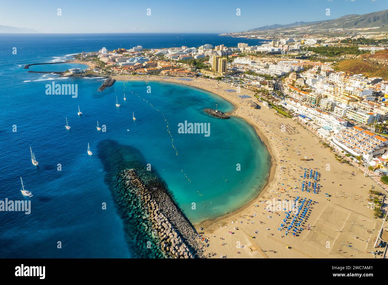 Fuente Playa de Las Vistas Strand in Los Cristianos Stadt auf Teneriffa Stockfoto