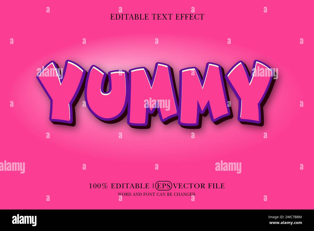 Yummy Text Effect Template in 3D Effect Dimensionen. Stock Vektor