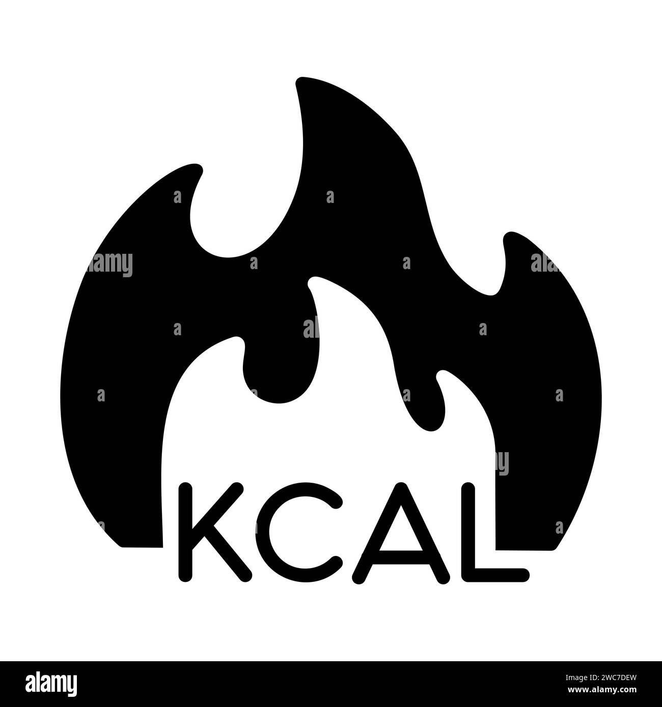 Kcal-Feuervektor-Symbol. Kalorienverbrennung, Fettverbrennung Zeichen. Diagrammsymbol für Fitness und Gewichtsverlust Website und Apps Design, Logo, App, UI Stock Vektor
