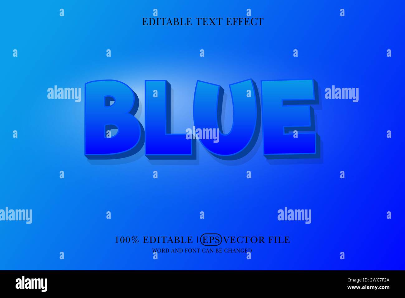 3D Blue Text Effect bearbeitbarer Texteffekt Stock Vektor