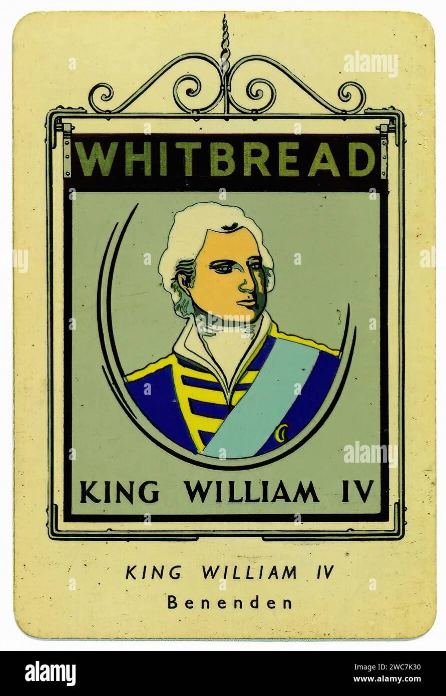 König Wilhelm IV. – Illustration der Vintage Whitbread Inn-Schilder Stockfoto