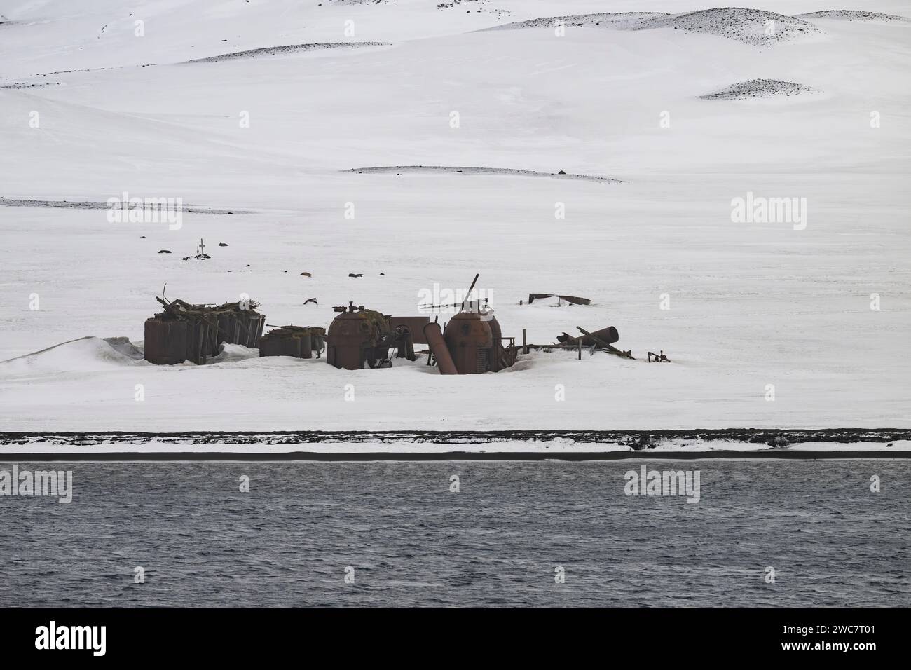 Täuschungsinsel, South Shetland Islands, sicherer Naturhafen, in der Caldera eines aktiven Vulkans, Ruinen einer Walfangstation, abgelegen und abgelegen Stockfoto
