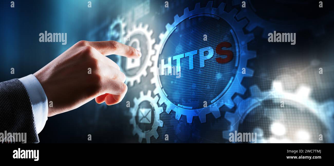 HTTPS. Neues Hypertext Transfer Protocol Secure 2024. Web-Internet-Konzept Stockfoto