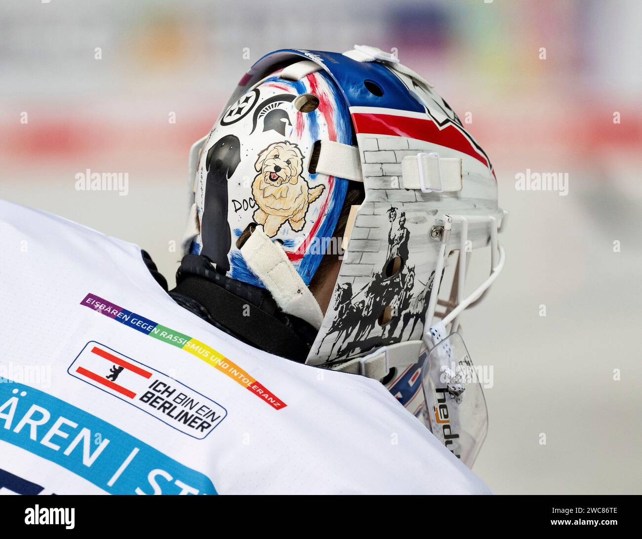 München, Deutschland. Januar 2024. Torwartmaske/Maske von Jake
