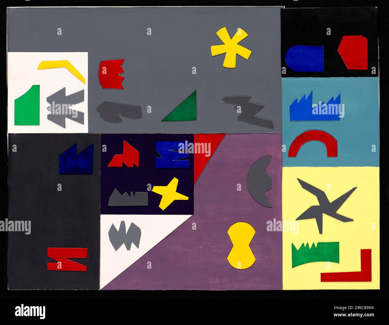 Abstrakte Collage mit bunten Ausschnitten. Farbzusammensetzung. Stockfoto