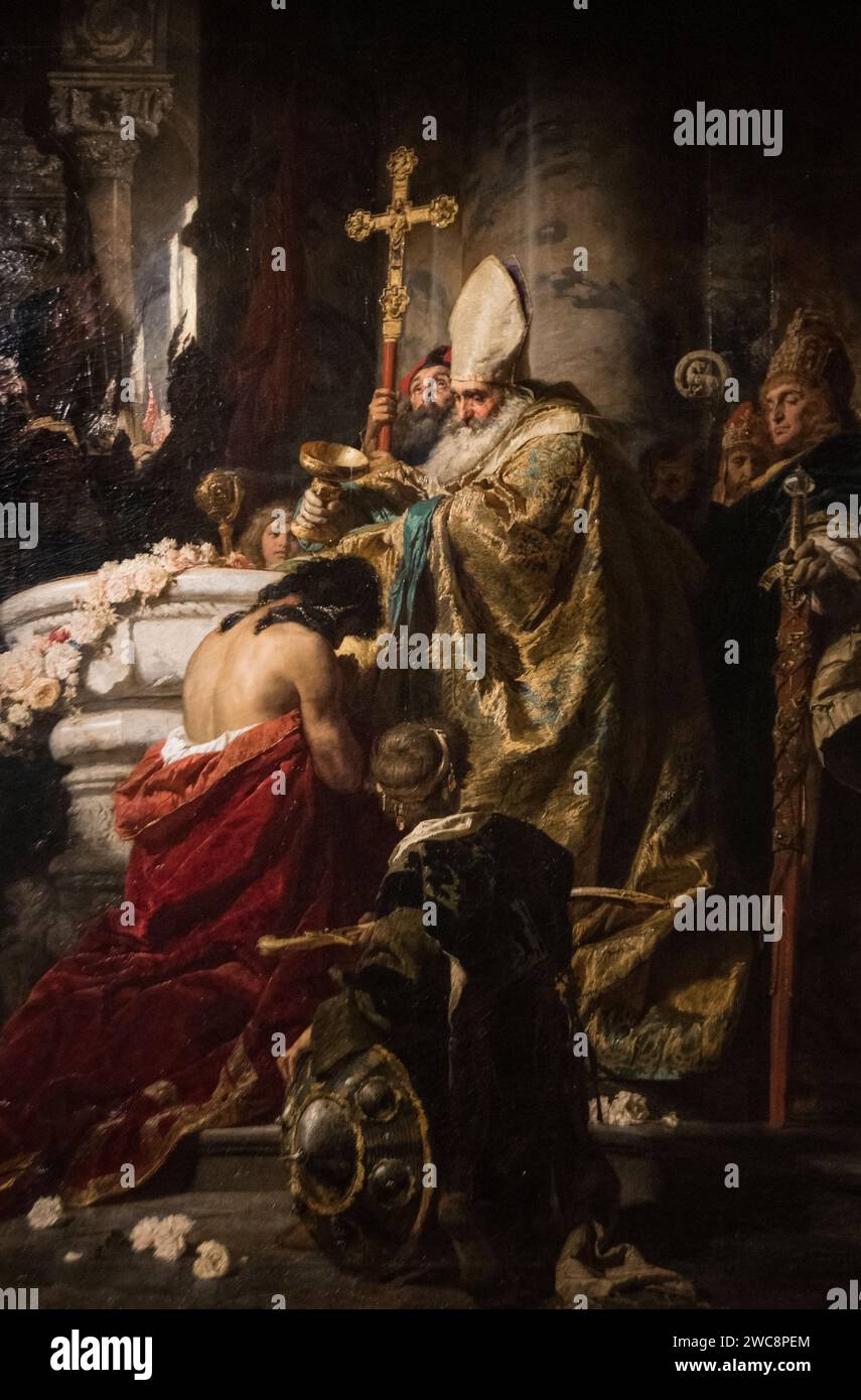 Gyula Benczur: Die Taufe von Vajk, dem zukünftigen König Stephan I. (1875) Stockfoto