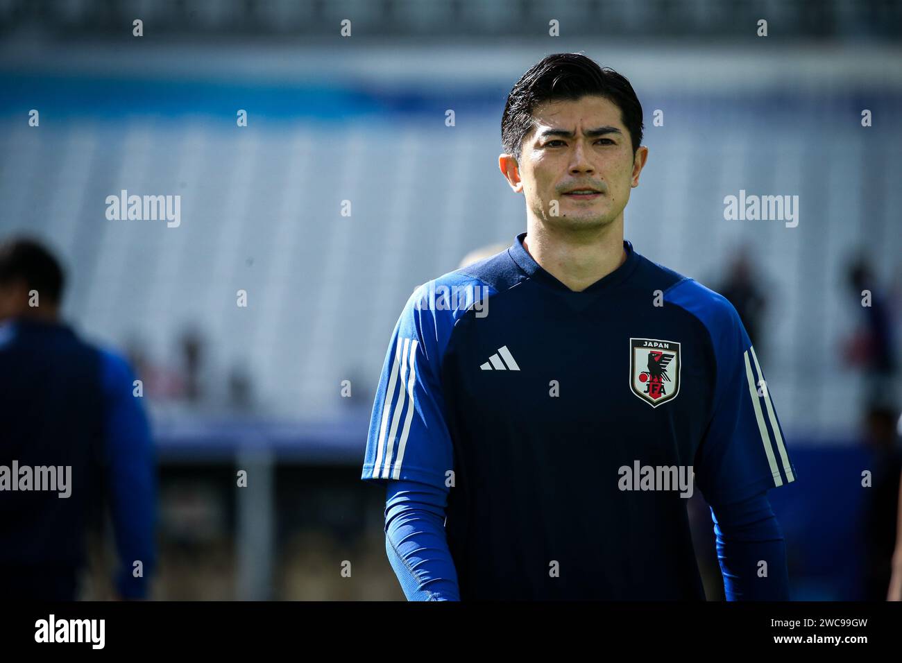 Doha, Katar. Januar 2024. Qatar AFC Asian Cup 2023 Gruppenphase - Japan 4:2 Vietnam: Takumi Minamino, Keito Nakamura, Ayase Ueda erzielte Tore für Japan Credit: Runbang Zhu/Alamy Live News Credit: Runbang Zhu/Alamy Live News Credit: Runbang Zhu/Alamy Live News Stockfoto