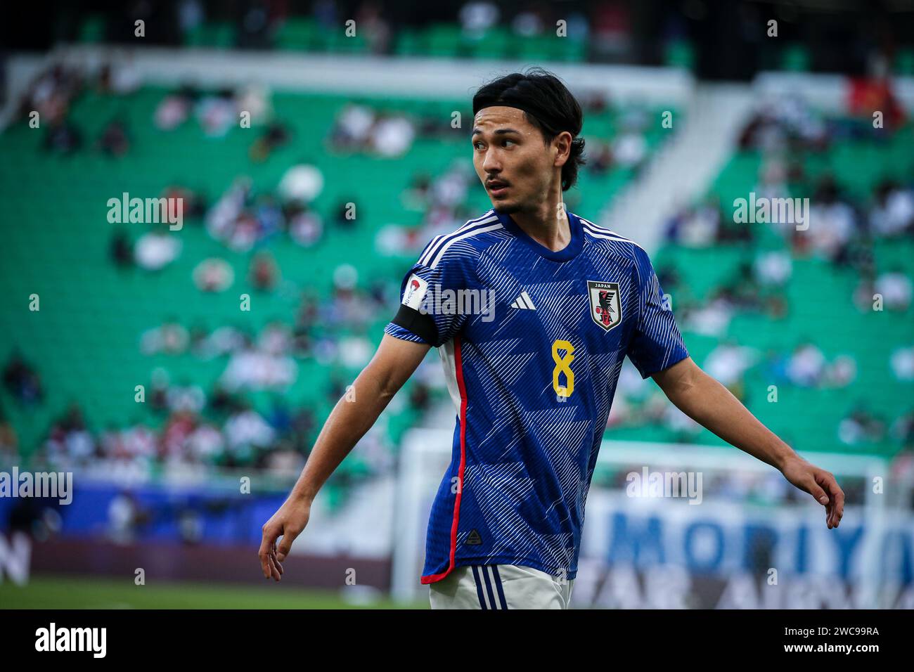 Doha, Katar. Januar 2024. Qatar AFC Asian Cup 2023 Gruppenphase - Japan 4:2 Vietnam: Takumi Minamino, Keito Nakamura, Ayase Ueda erzielte Tore für Japan Credit: Runbang Zhu/Alamy Live News Credit: Runbang Zhu/Alamy Live News Credit: Runbang Zhu/Alamy Live News Stockfoto