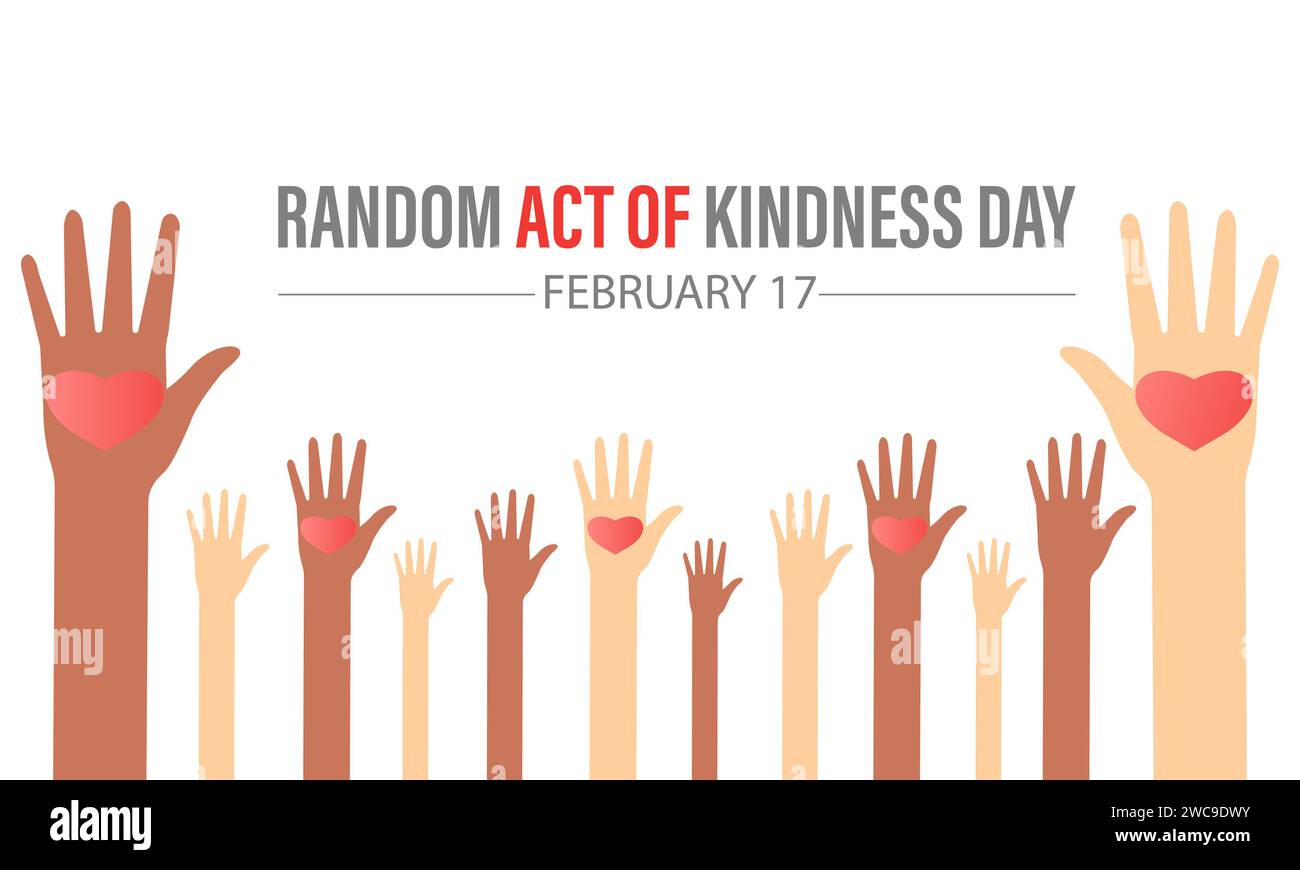 Der Zufallsakt der Freundlichkeit wird jedes Jahr am 17. Februar gefeiert. Vektorbanner, Flyer, Poster und Vorlagen für soziale Medien. Stock Vektor