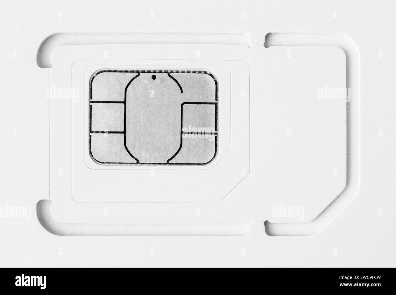 sim-Karte für Nahaufnahmen von Smartphones, Schwarzweißfotos Stockfoto