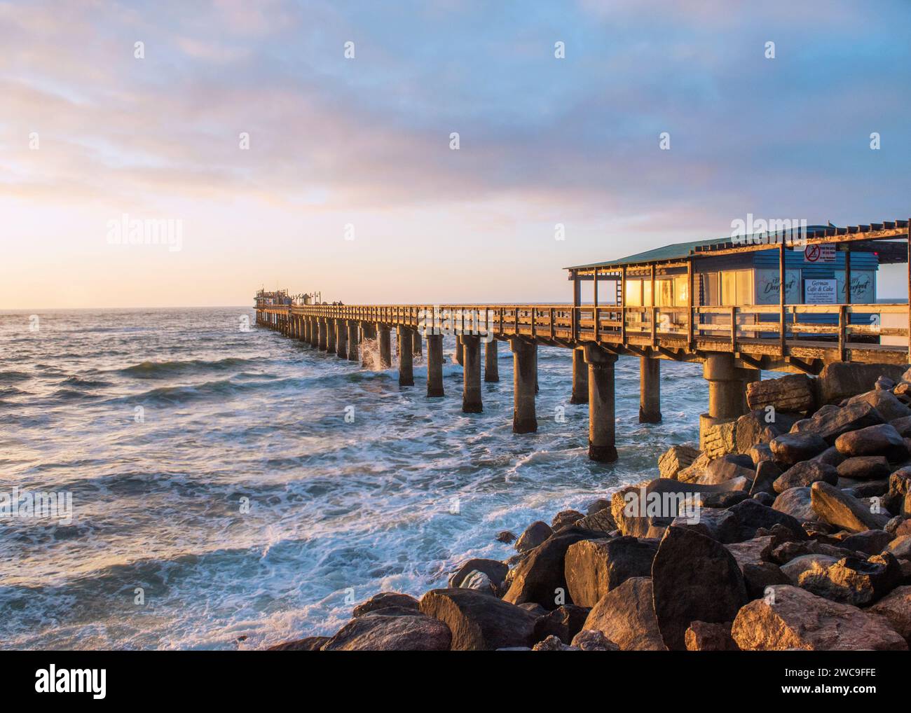Namibia Swakopmund Jetty Stockfoto