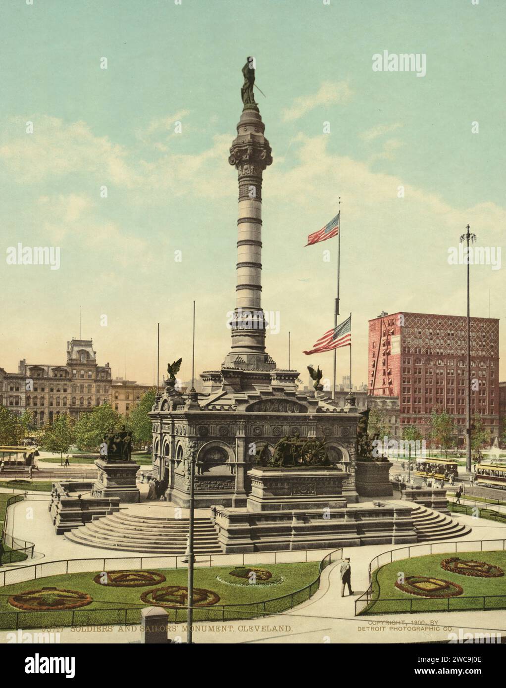 Cuyahoga County Soldiers' and Sailors' Monument, Cleveland, Cuyahoga County, Ohio 1900. Stockfoto
