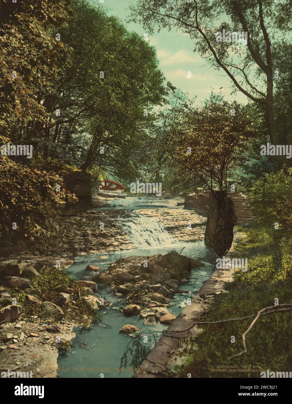Wasserfall im Wade Park, Cleveland, Cuyahoga County, Ohio 1901. Stockfoto