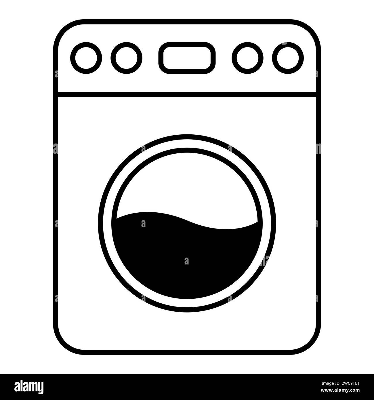 Icon automatische Waschmaschine mit Trockner zum Waschen von schmutziger Kleidung Stock Vektor