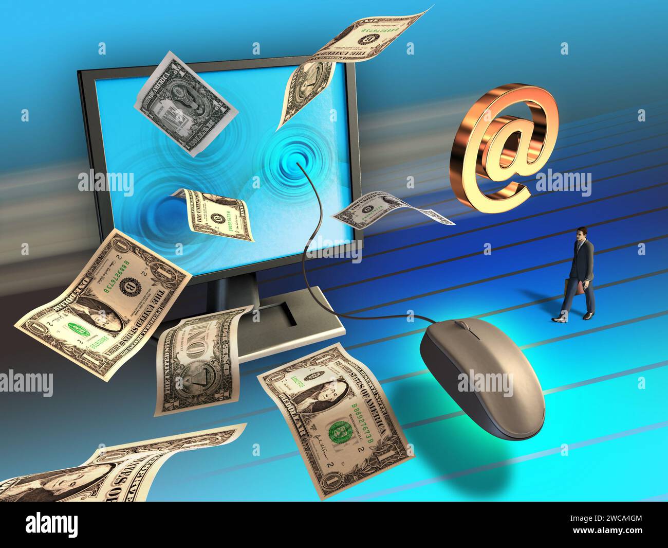 Unternehmen im Zeitalter des Internets. Digitale Illustration. Stockfoto