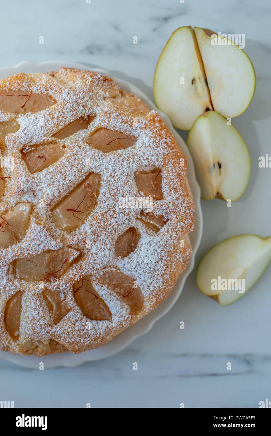 Süße hausgemachte Vanillebirne Pie Stockfoto
