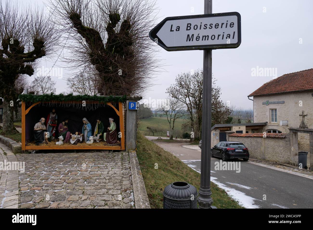 Weihnachtskrippe, Colombey-les-deux-Eglises, Haute-Marne, Grand Est, Frankreich Stockfoto