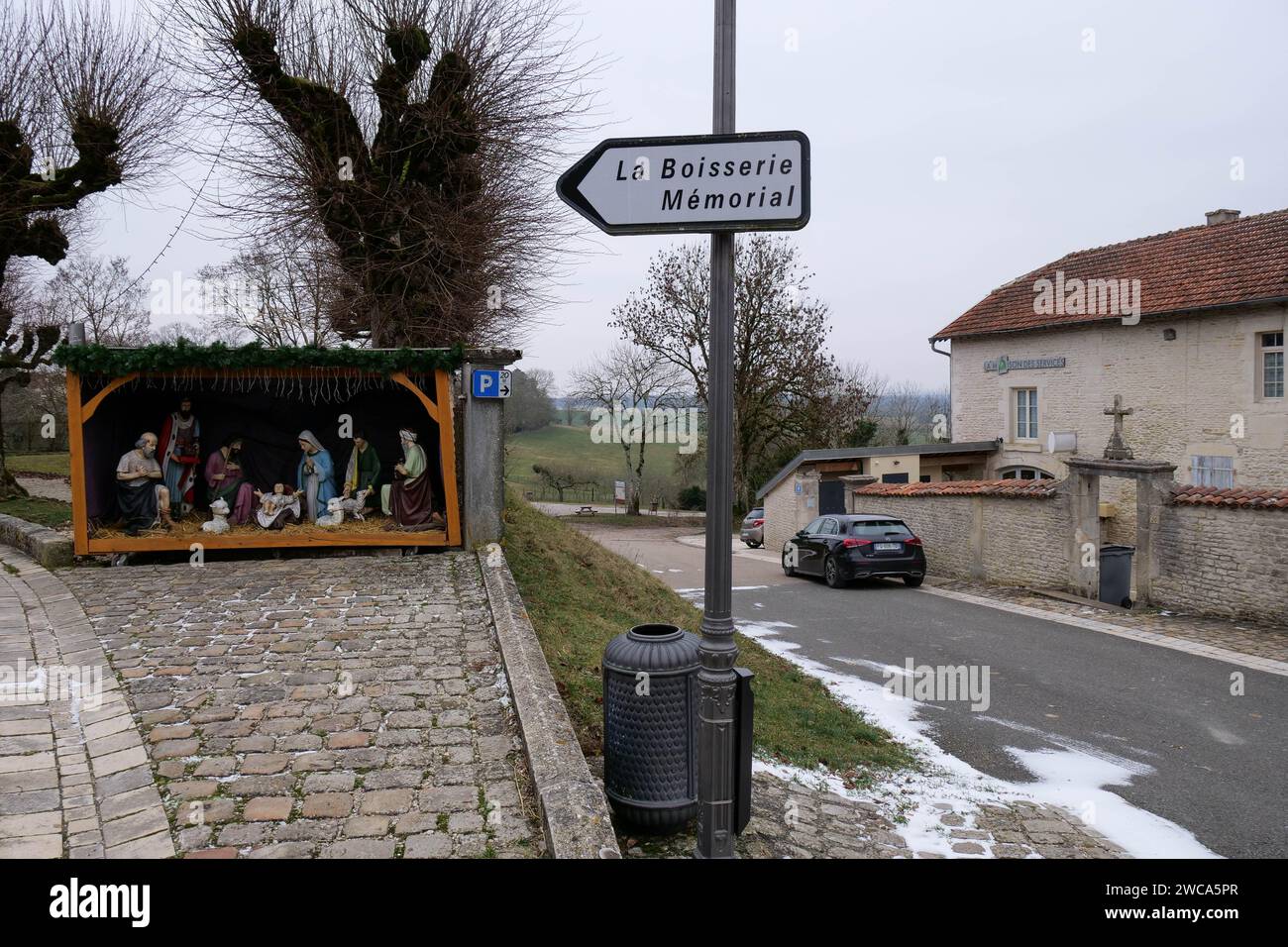 Weihnachtskrippe, Colombey-les-deux-Eglises, Haute-Marne, Grand Est, Frankreich Stockfoto