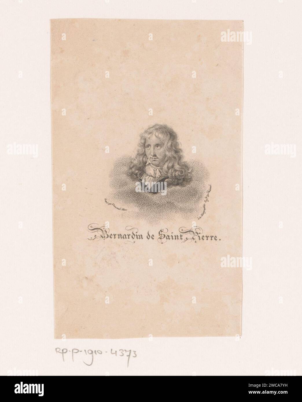 Portret van Jacques-Henri Bernardin de Saint-Pierre, M. C. Khonraad, um 1830 - C. 1880 gedrucktes Papierporträt eines Schriftstellers Stockfoto