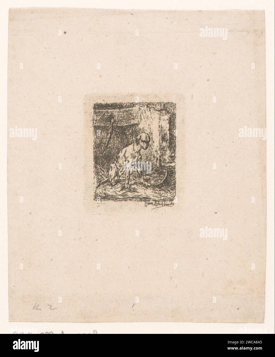 Hund in einem Loft, Jan Stobbaerts, 1848 - 1879 Druckpapier ätzender Hund Stockfoto