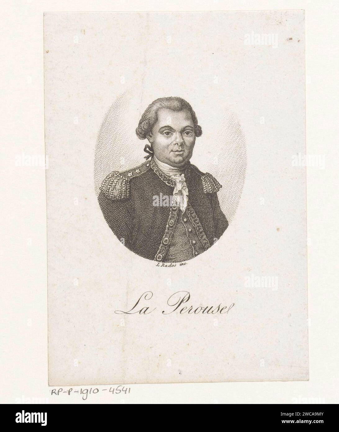 Portret van Jean -Francois de la Pérouse, Luigi Rados, 1783 - 1840 Print Italien Papier graviert historische Personen Stockfoto