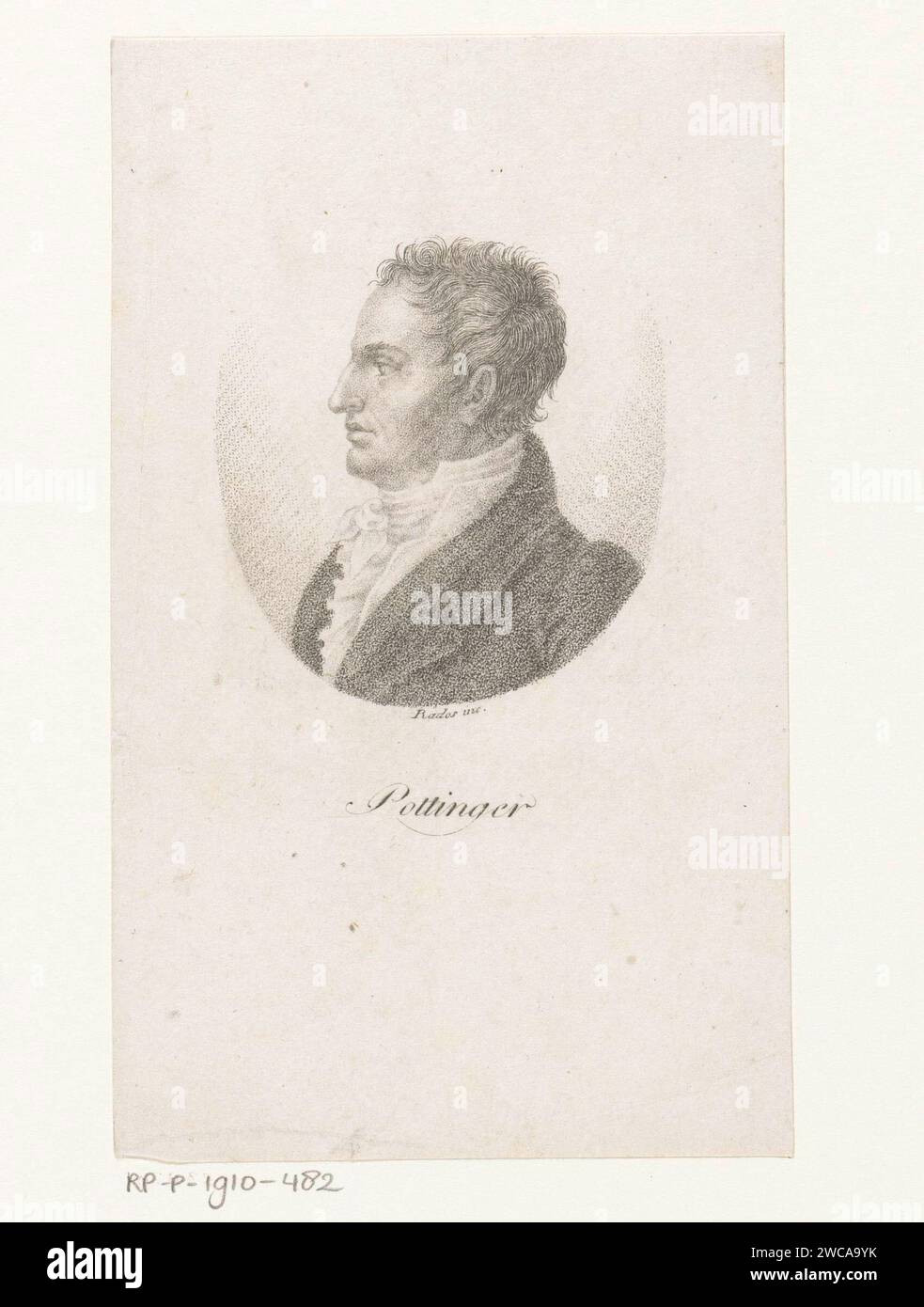 Porträt von Henry Pottinger, Luigi Rados, 1819 gedrucktes italienisches Papier, das historische Personen graviert Stockfoto