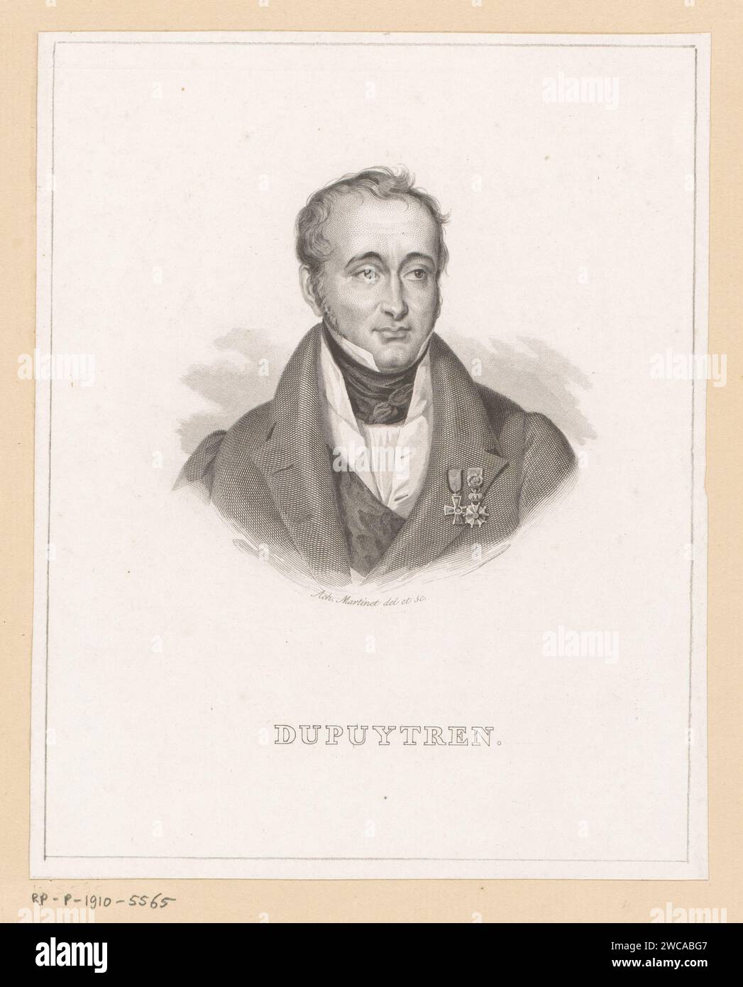 Portret van Guillaume Dupuytren, Achille Louis Martinet, 1816 - 1877 Druckpapier Stahlstich historischer Personen. Friseur; Chirurg Stockfoto