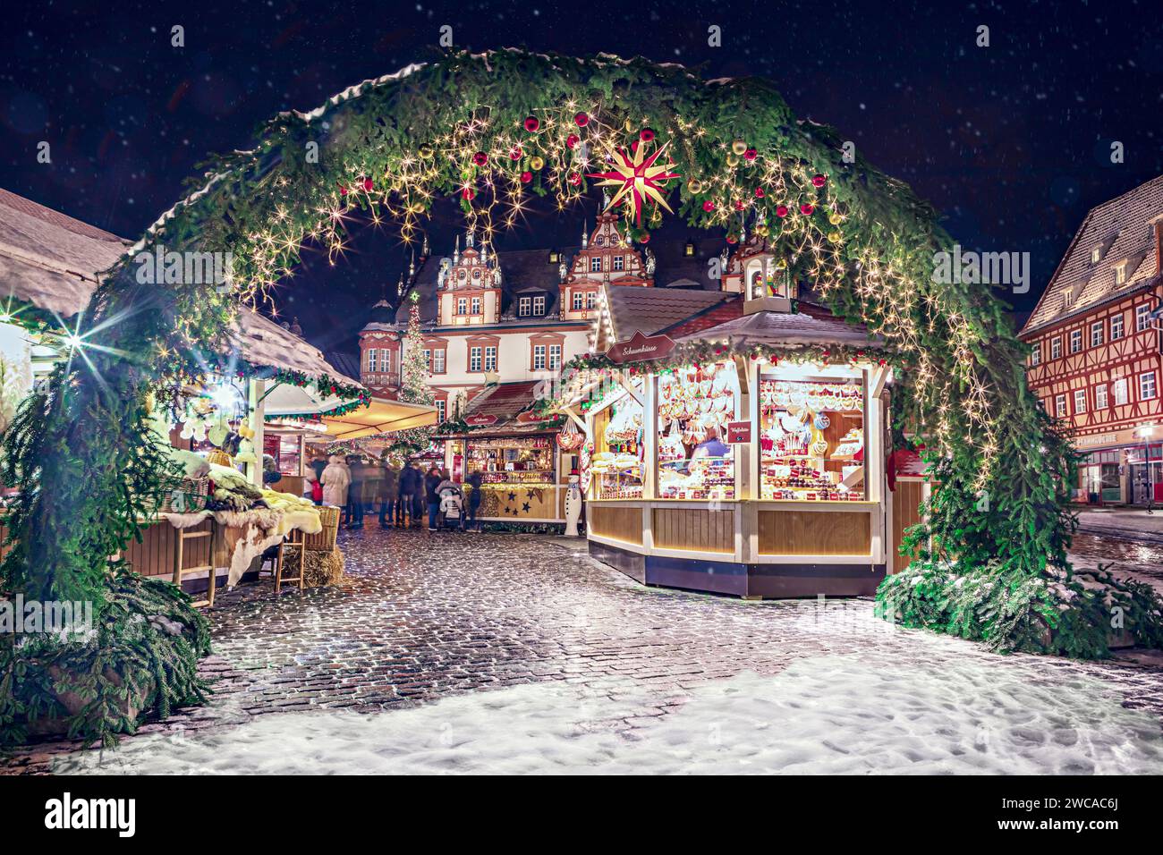 Weihnachtsmarkt von Coburg, Bayern, Deutschland Stockfoto