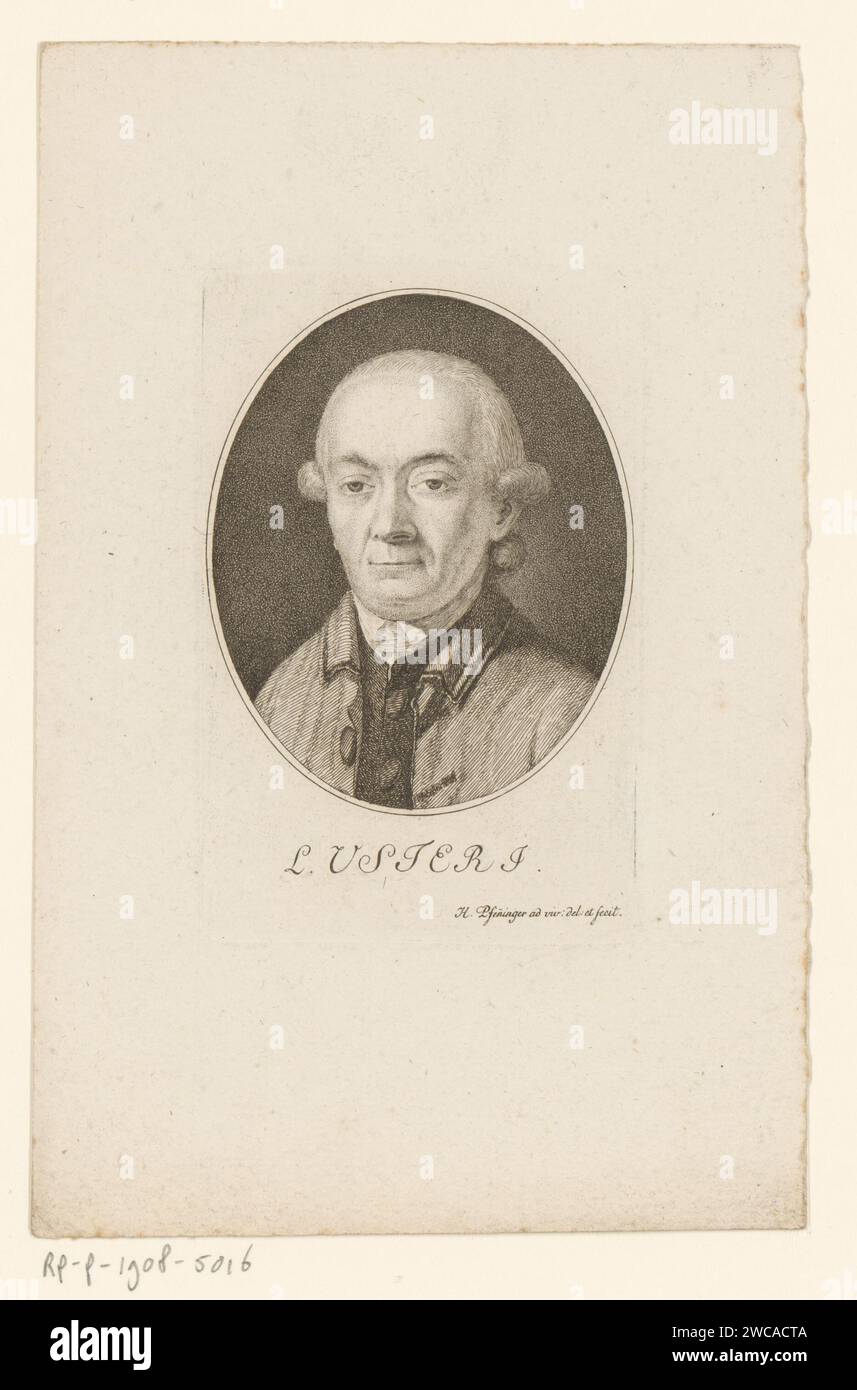 Porträt van Lonhard Usteri, Heinrich Pfenninger, 1759 - 1815 Druckpapier, das historische Personen graviert Stockfoto