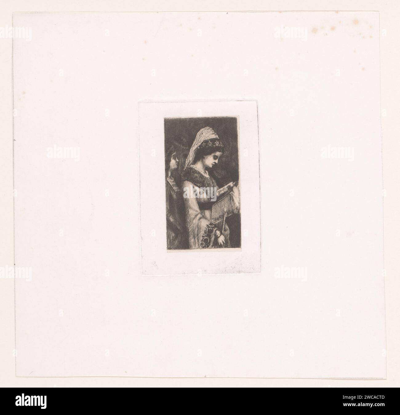 Edelvrouw liest in ihrem Gebetsbuch mit einer Kerze in der Hand Jean-Baptiste Anthony, 1864–1909 Druckpapier. Ätzen/Trockenpunkt-Breviary, Buch der Stunden. Erwachsene Frau Stockfoto Edelvrouw liest in ihrem Gebetsbuch mit einer Kerze in der Hand Jean-Baptiste Anthony, 1864–1909 Druckpapier. Ätzen/Trockenpunkt-Breviary, Buch der Stunden. Erwachsene Frau Stockfoto