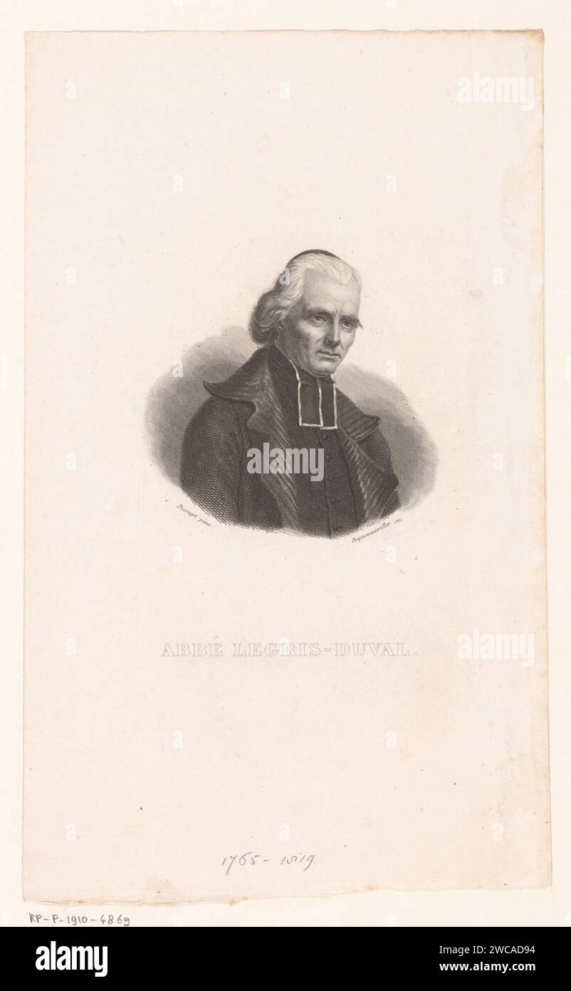 Portret van René-Michel Legris-Duval, Francois Jacques Dequevauviller, nach Charles-Barthélemy-Jean Durupt, 1793-c. 1848 Druckpapier Stahlstich historischer Personen. Abt Stockfoto