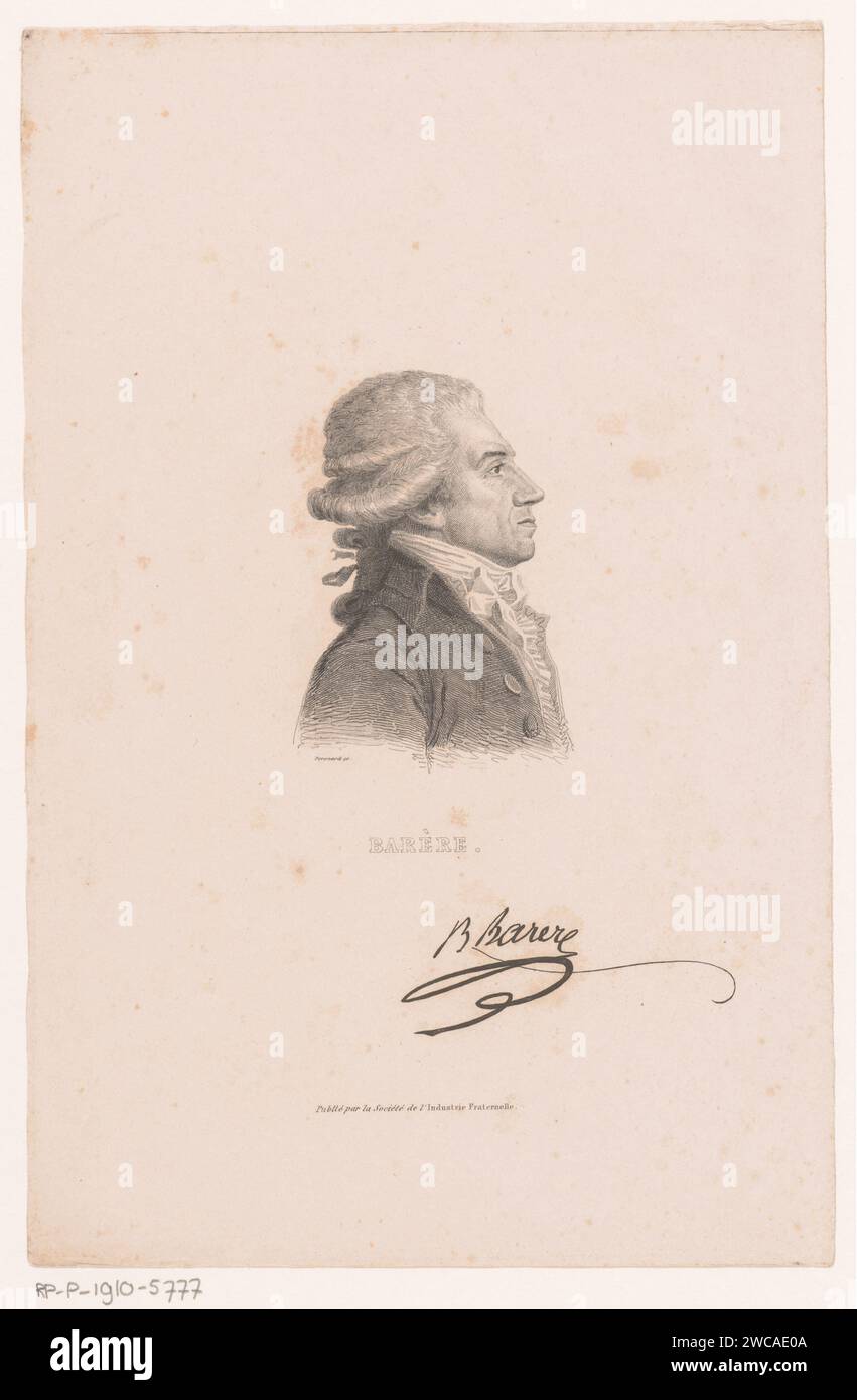 Portret van Bertrand Barère de Vieuzac, Melchior Péronard, 1845 Druck Paris Papier graviert historische Personen. Politiker, z. B. Parteiführer Stockfoto
