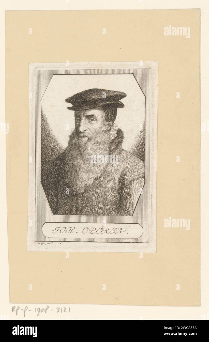 Porträt van Johannes Oporinus, Heinrich Pfenninger, 1759 - 1815 Druckpapier, das historische Personen graviert Stockfoto