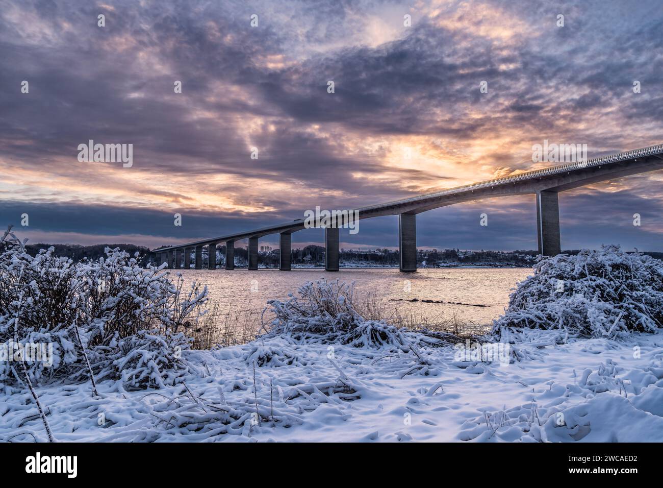 Autobahnbrücke Vejle Fjord, Dänemark Stockfoto