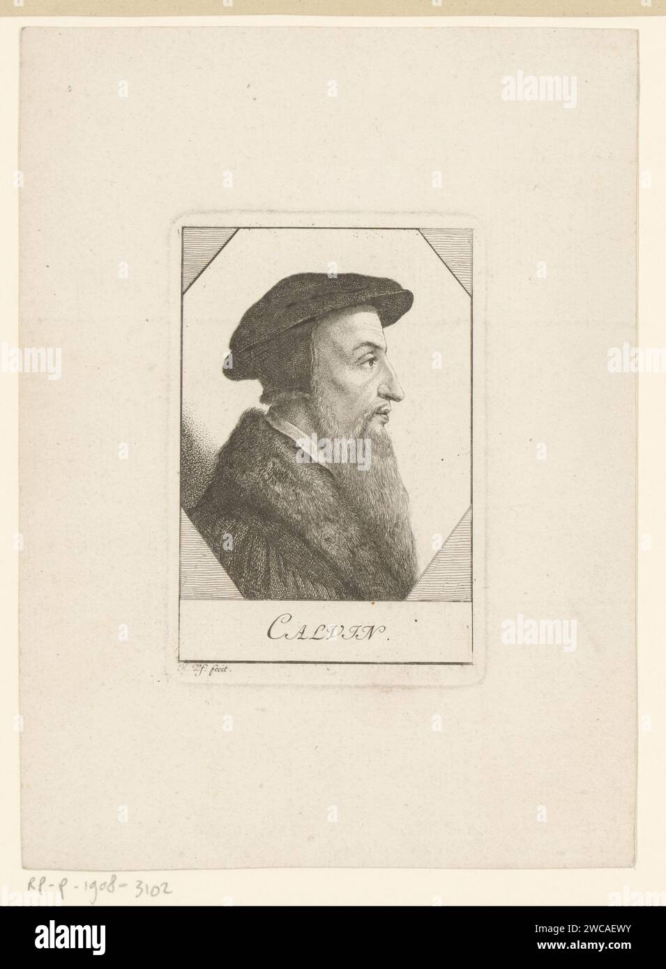 Porträt von Johannes Calvijn, Heinrich Pfenninger, 1759 - 1815 Druckpapier, das historische Personen graviert Stockfoto
