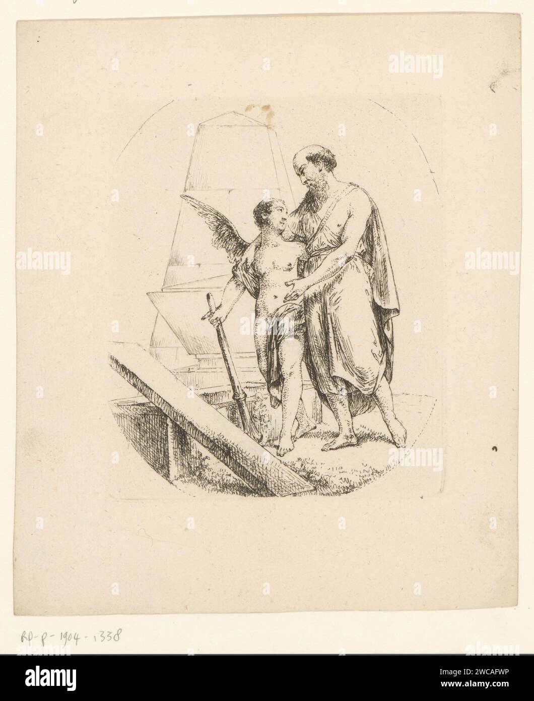 Allegorie des Todes, Christian Bernhard Rode, 1788 Druckpapier, das den Tod als Jugend graviert Stockfoto