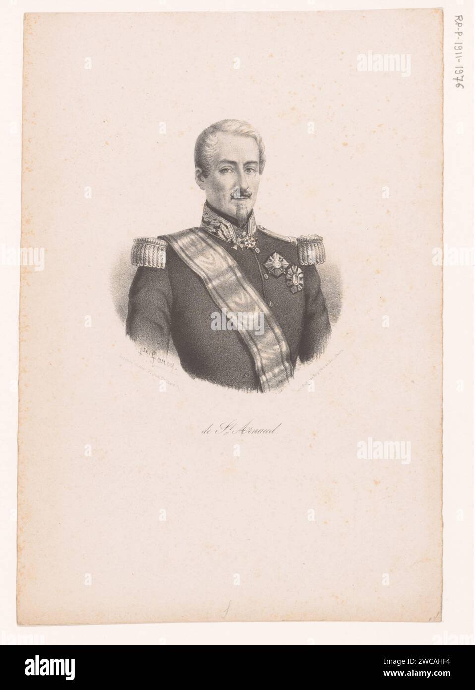 Portret van Maarschalk Armand Jacques Leroy de Saint-Arnaud, Alphonse Farcy, 1852 Druck Paris Papier historische Personen Stockfoto