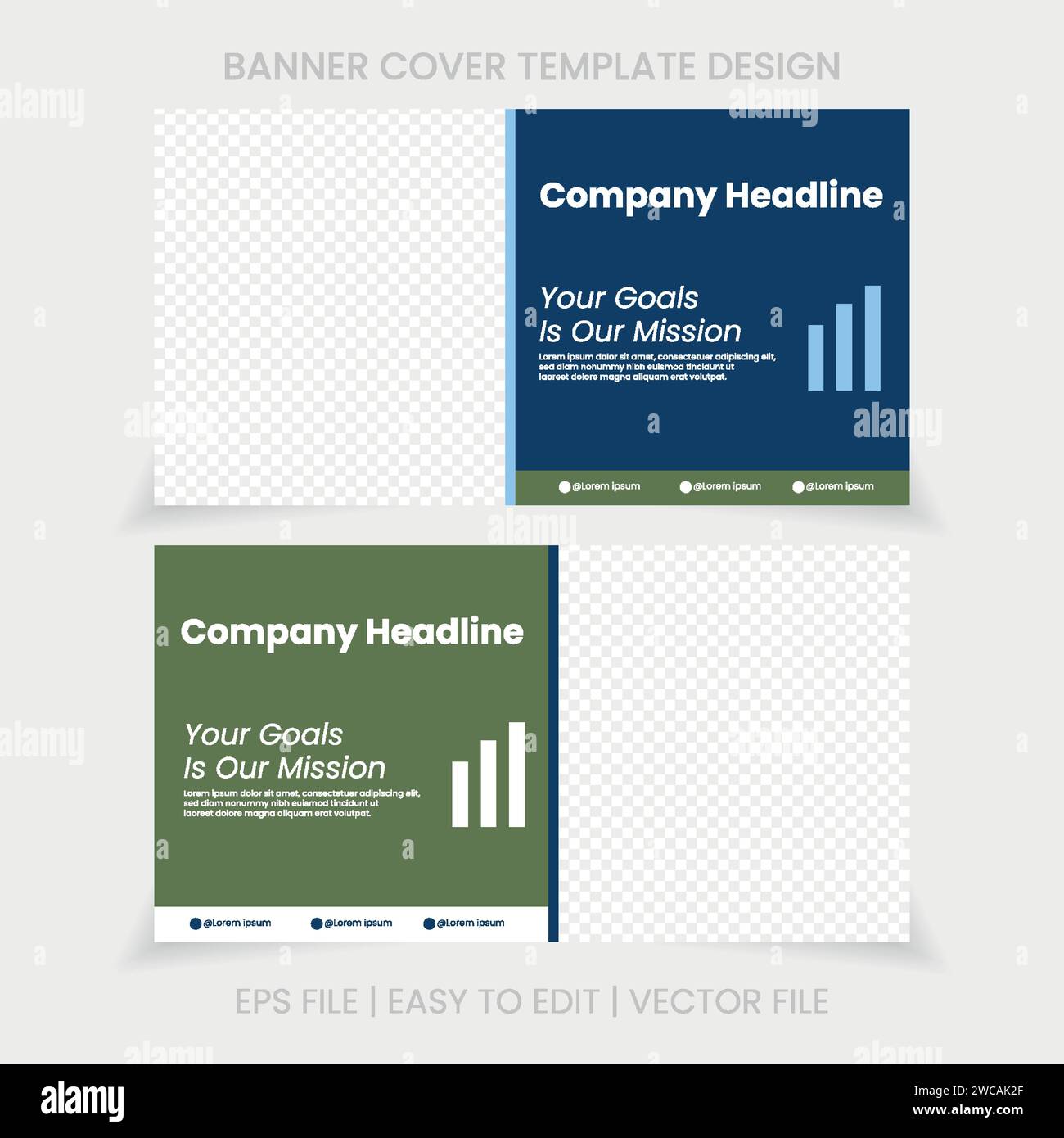 Banner Social Media Geschäftszweck mit Platz für den Austausch von Bildern Stock Vektor