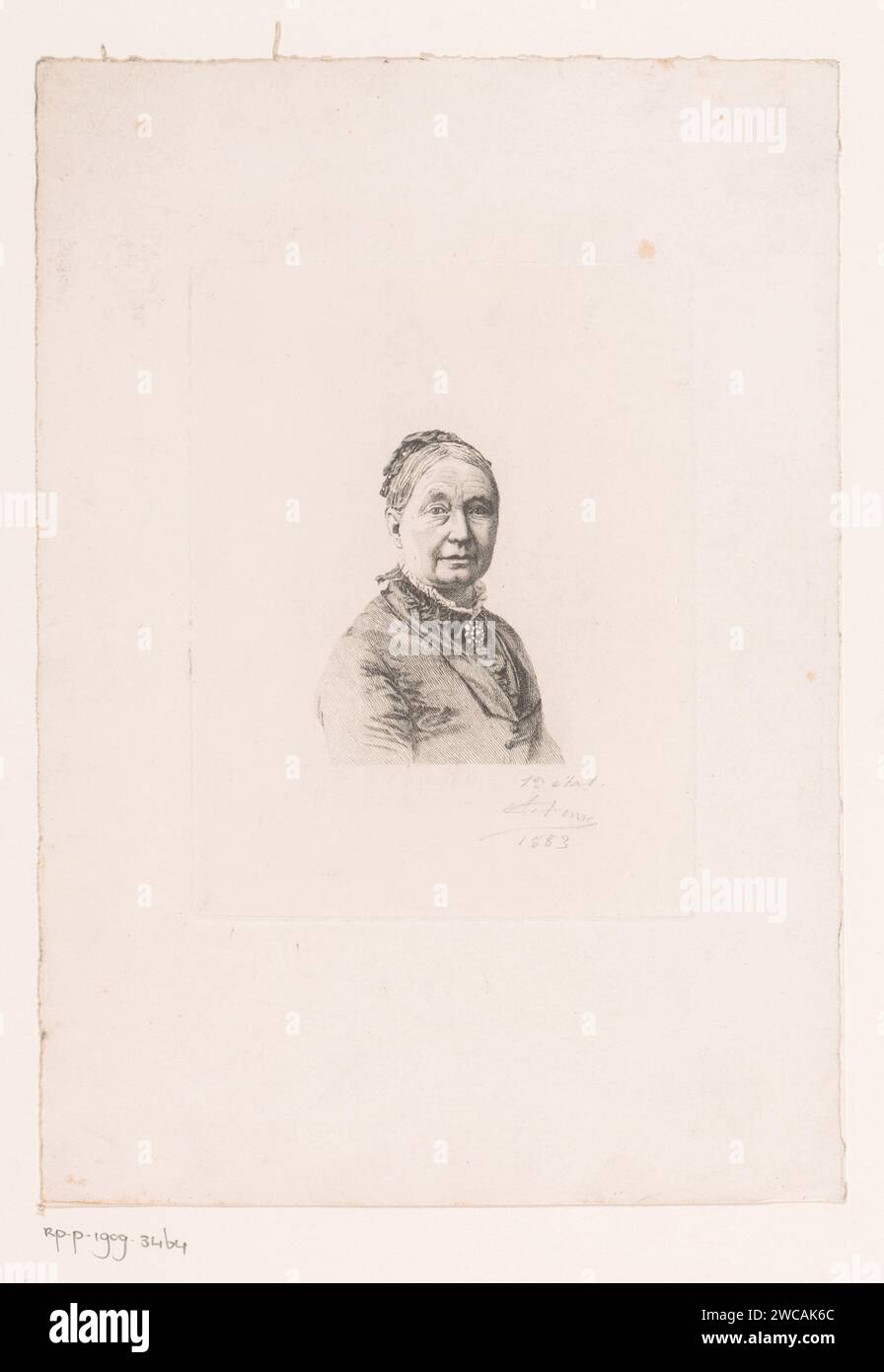 Porträt eine unbekannte Frau, möglicherweise Mrs. Courtois, Auguste Danse, 1883 Druckpapier, das historische Person (mit NAMEN) graviert - BB - Frau - historische Person (mit NAMEN) allein dargestellt Stockfoto