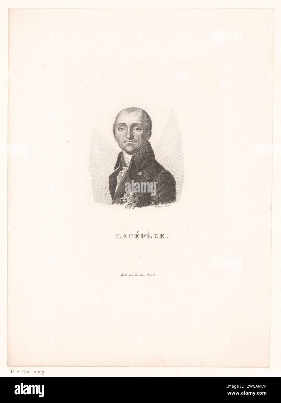 Portret van Bernard Germain de Lacépède, Charles Aimé Forestier, 1799 - 1831 Druckerei: ParisFrance Papierstich historischer Personen. Gelehrter, Philosoph Stockfoto