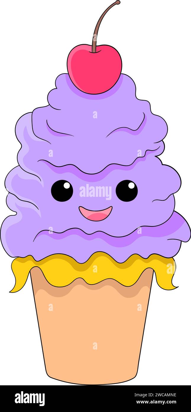 Ein Dessert namens Eis mit Kegel und süßem Charakter Stock Vektor