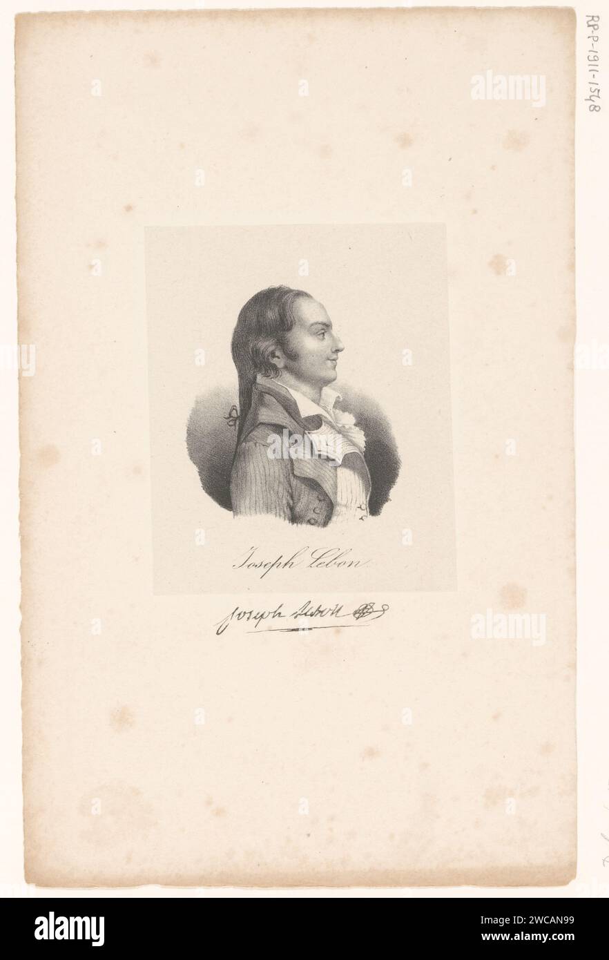 Portret van Joseph Le Bon, anonym, veuve Delpech (Naudet) (evtl.), in oder nach 1818 - in oder vor 1842 Druck Paris Papier. Historische Personen Stockfoto
