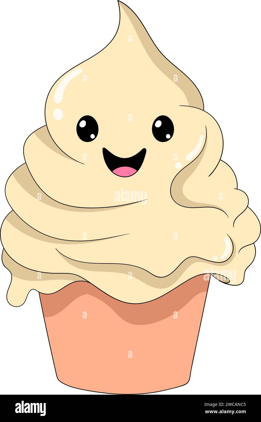 Ein Dessert namens Eis mit Kegel und süßem Charakter Stock Vektor
