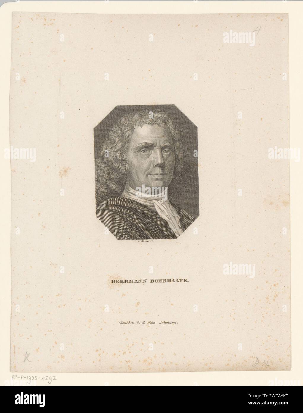 Porträt von Hermanus Boerhaave, Leonhard Staub, 1818 - 1826 Druck Zwickauer Papierstich / Gravur historischer Personen Stockfoto