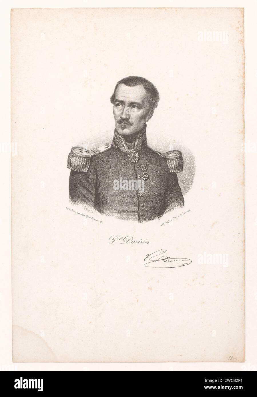 Porträt von General Franciade Fleurus Duvivier, Léopold Massard, 1848 Druck Pariser Papier historische Personen Stockfoto